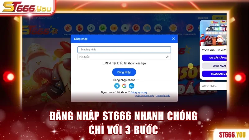 Đăng nhập ST666 nhanh chóng chỉ với 3 bước 
